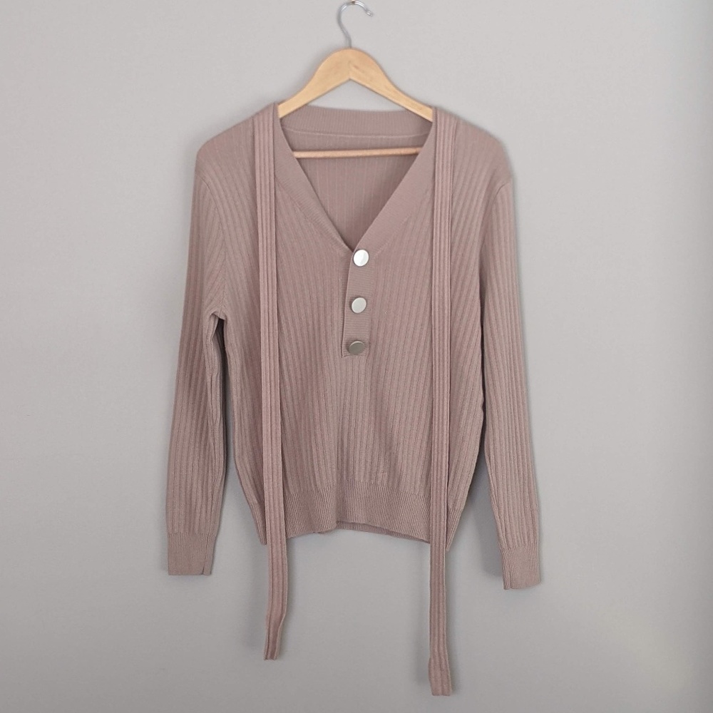 Made in Italy dusty rose wool blend sweater with silver buttons size S